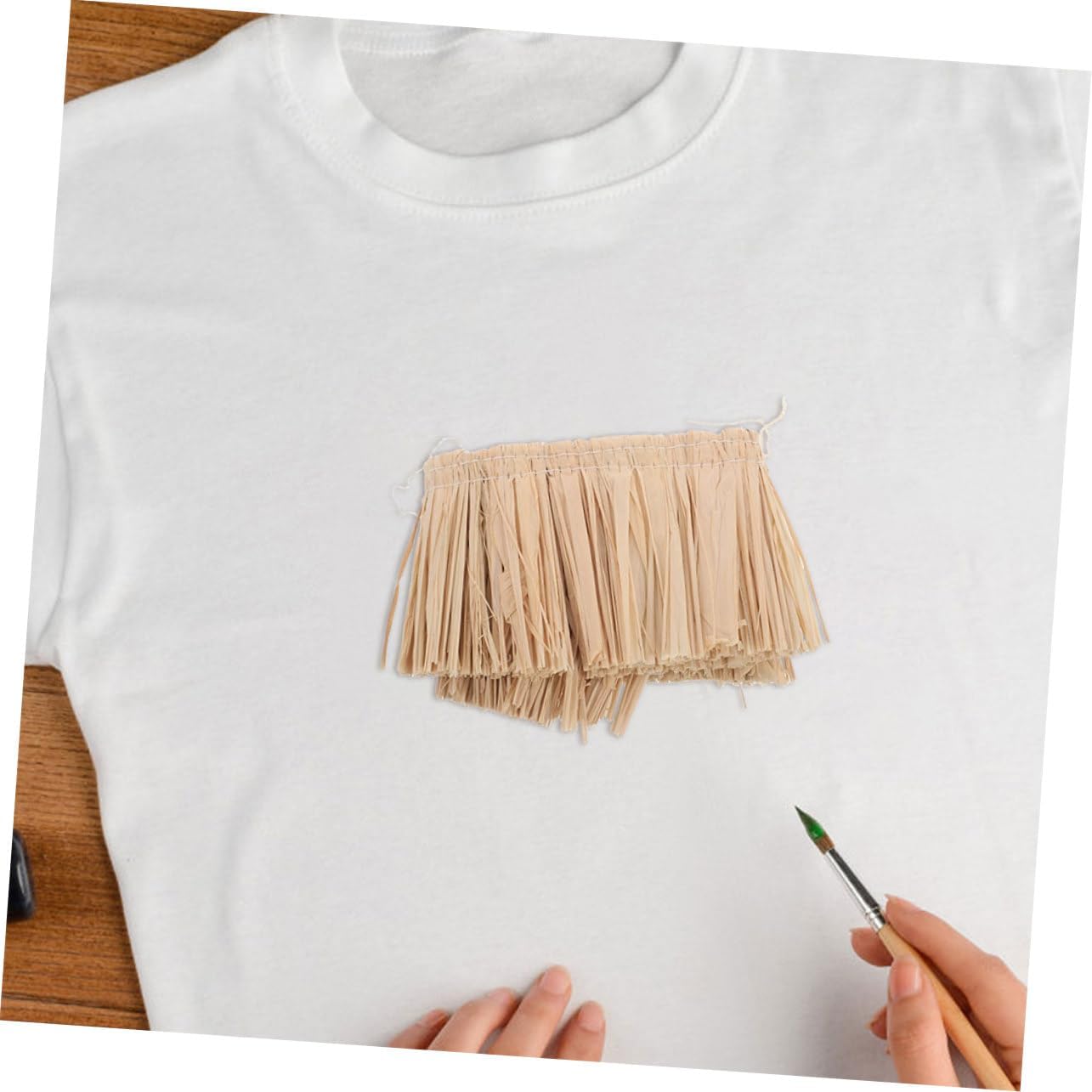 Raffia Straw Fringe for DIY Crafts Handmade Natural Grass Skirt for Hawaiian Luau Parties Accessories for Bags and Shoes 10-Piece Set of Small Tassels