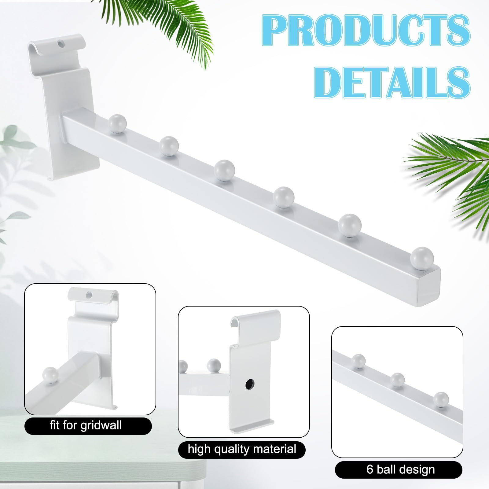 Zonon 10 Stück 6 Ball Wasserfall Gitter Wandaufhänger 30,5 cm Weiß Gitter Wandhaken Faceout Draht Display Rack für Präsentation Kleidung Einzelhandel Hemd Zubehör Haushaltswaren
