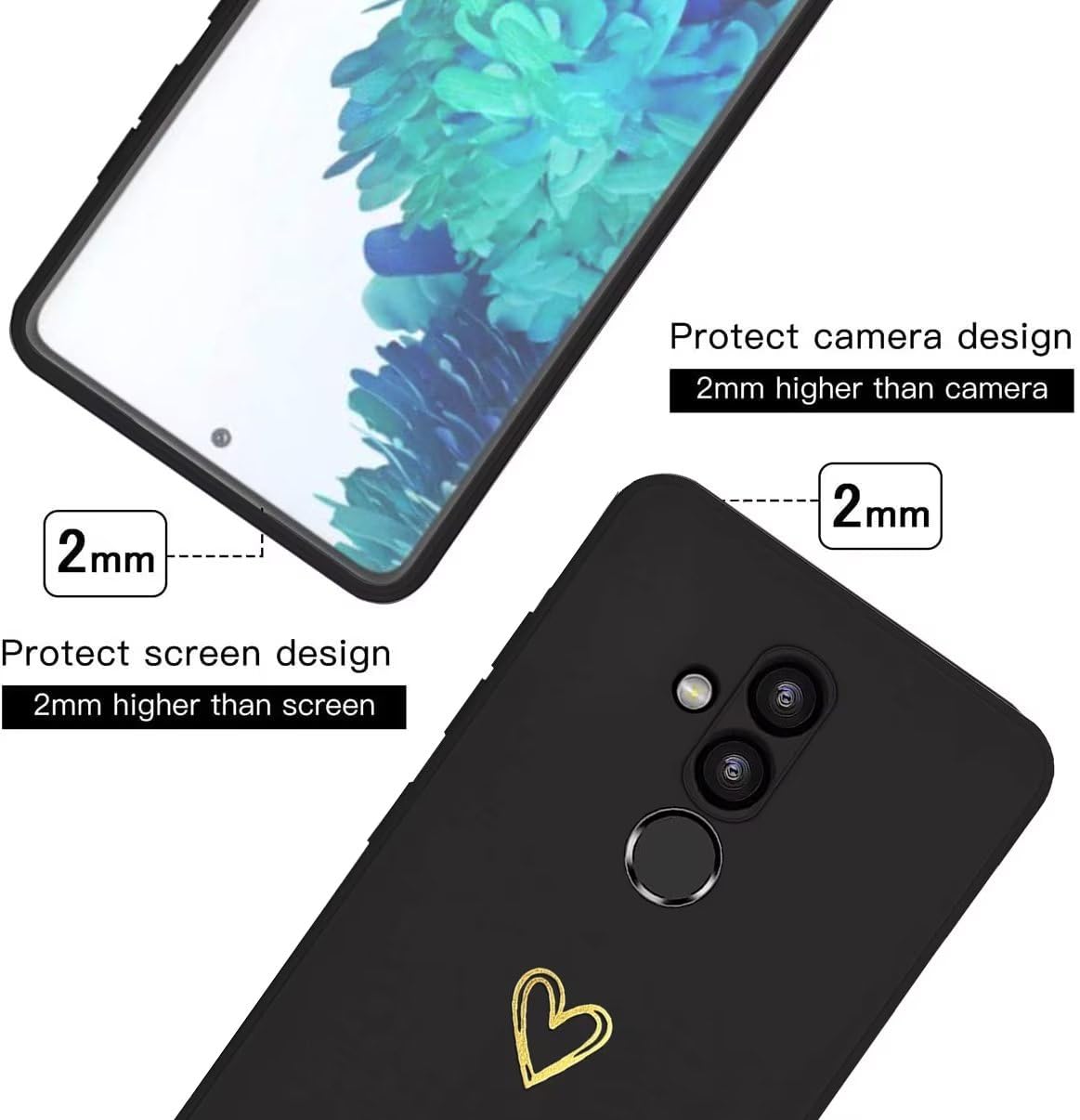 Kaywzo Handyhülle Für Huawei P20 Pro - Weiches TPU Silikon Mit Herzmuster, Lila, Ultradünn