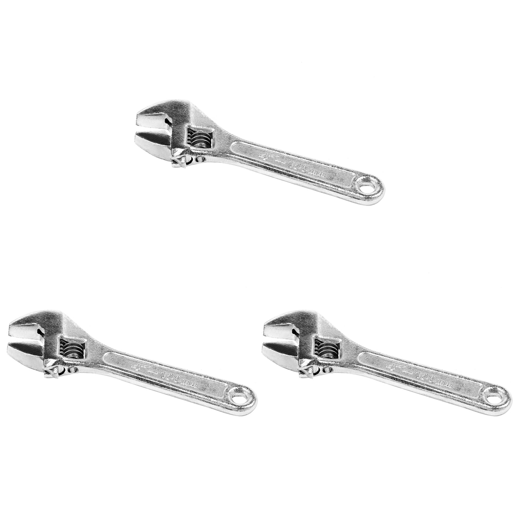 Jnchdghwa Silver 3 Pcs 4 Inch 100Mm Mini Size Metal Adjustable Spanner Wrench