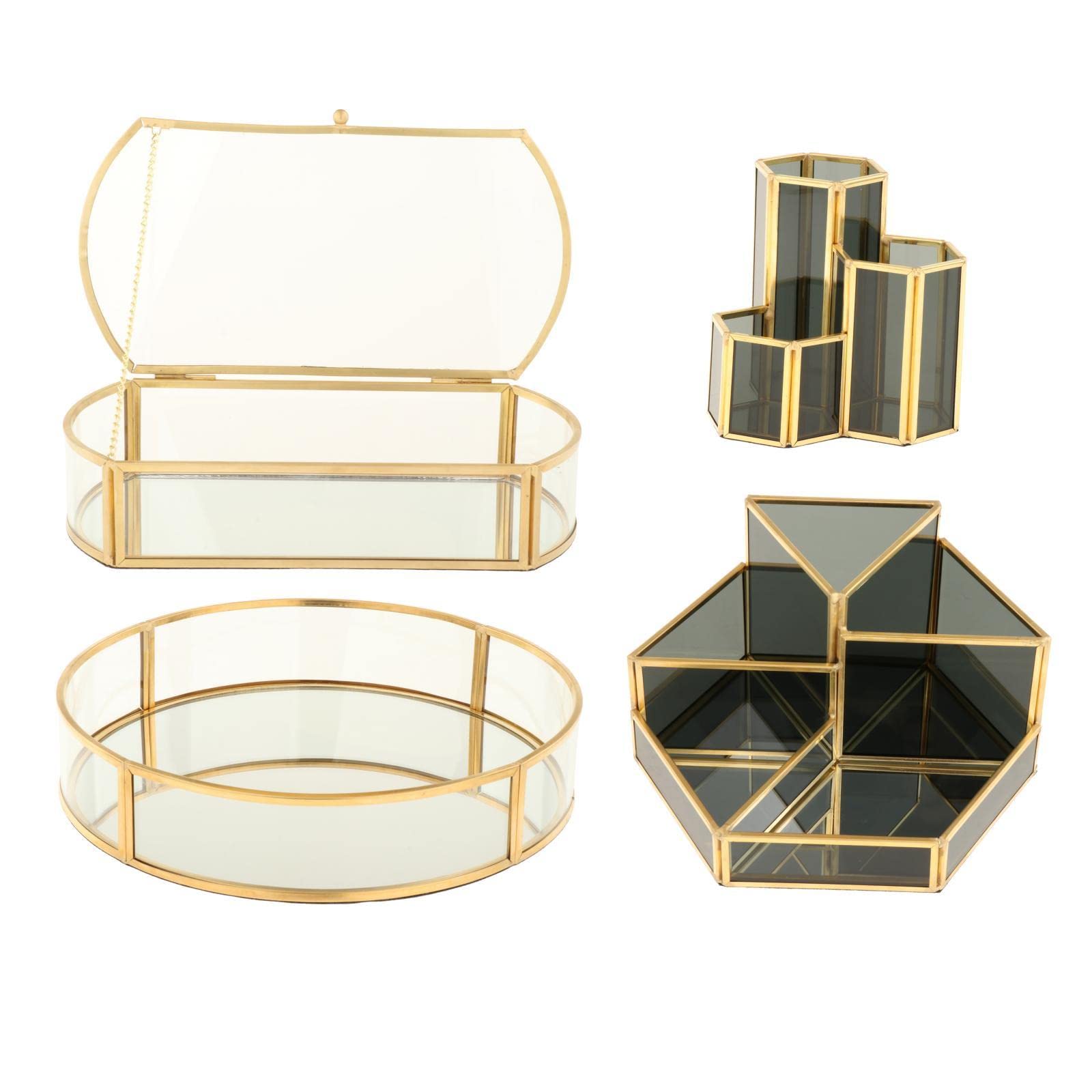 Set di 2 organizer per trucco da tavolo, organizer per bagno, nero A