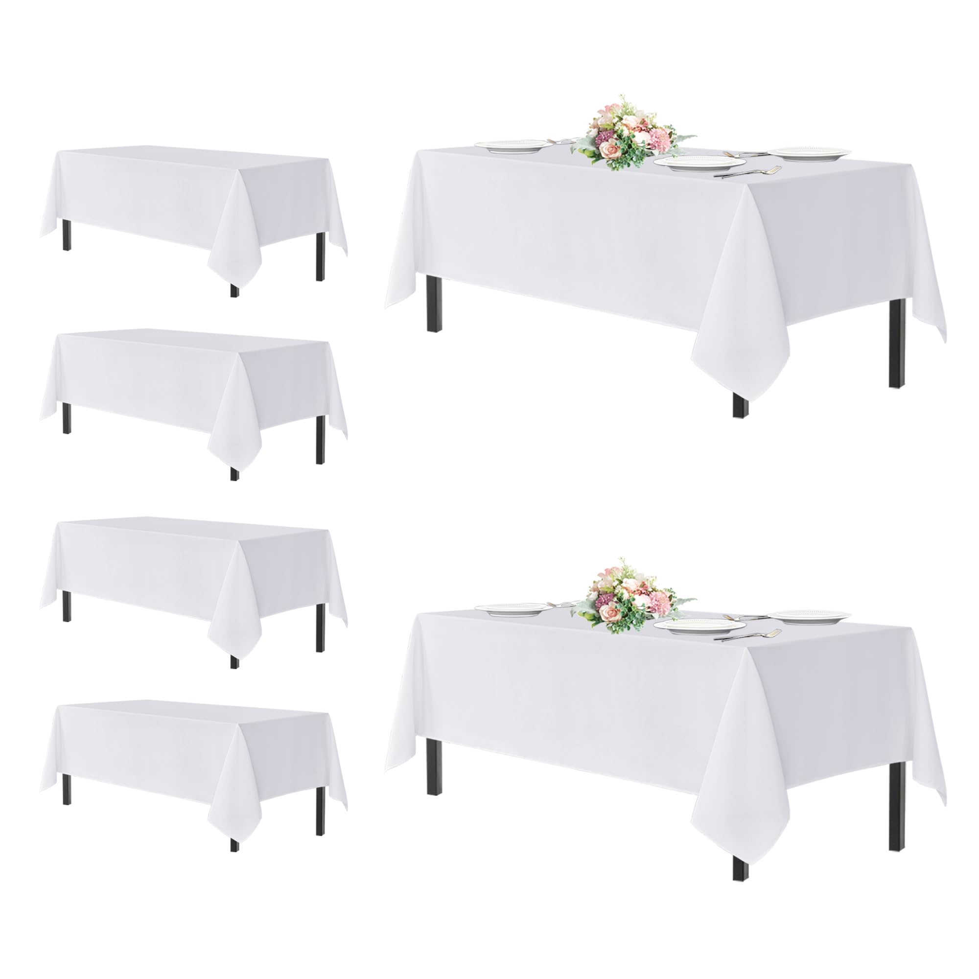 sancua White Table Cloths Rectangle, 6 Pack Tablecloths for 6 Foot Tables