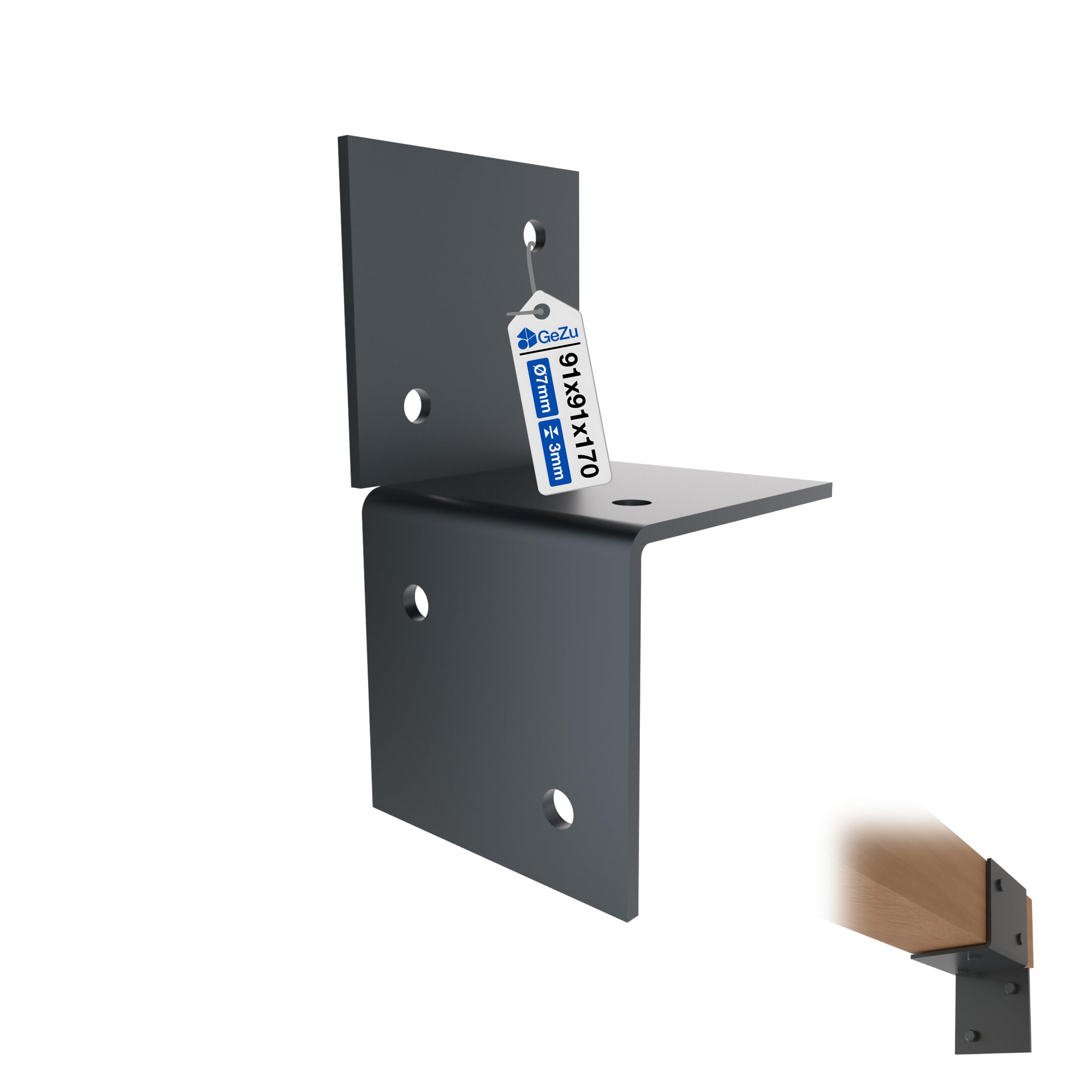 GeZu Impex Pergola Wall Bracket 91 x 91mm Anthracite Powder Coated Wall Mount Bracket Wooden Beam Post Connector Wall Flat Bracket โ image 1