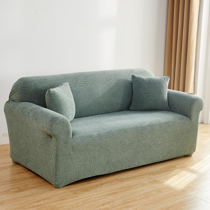 LUXTON HOME Designer Sofa Cover with Stretchable Elastic Universal Polyester & Spandex Blend Sofa Cover 3 Seater, 2 Seater and 1 Seater Durable & Easy Maintenance (Green, Three Seater)