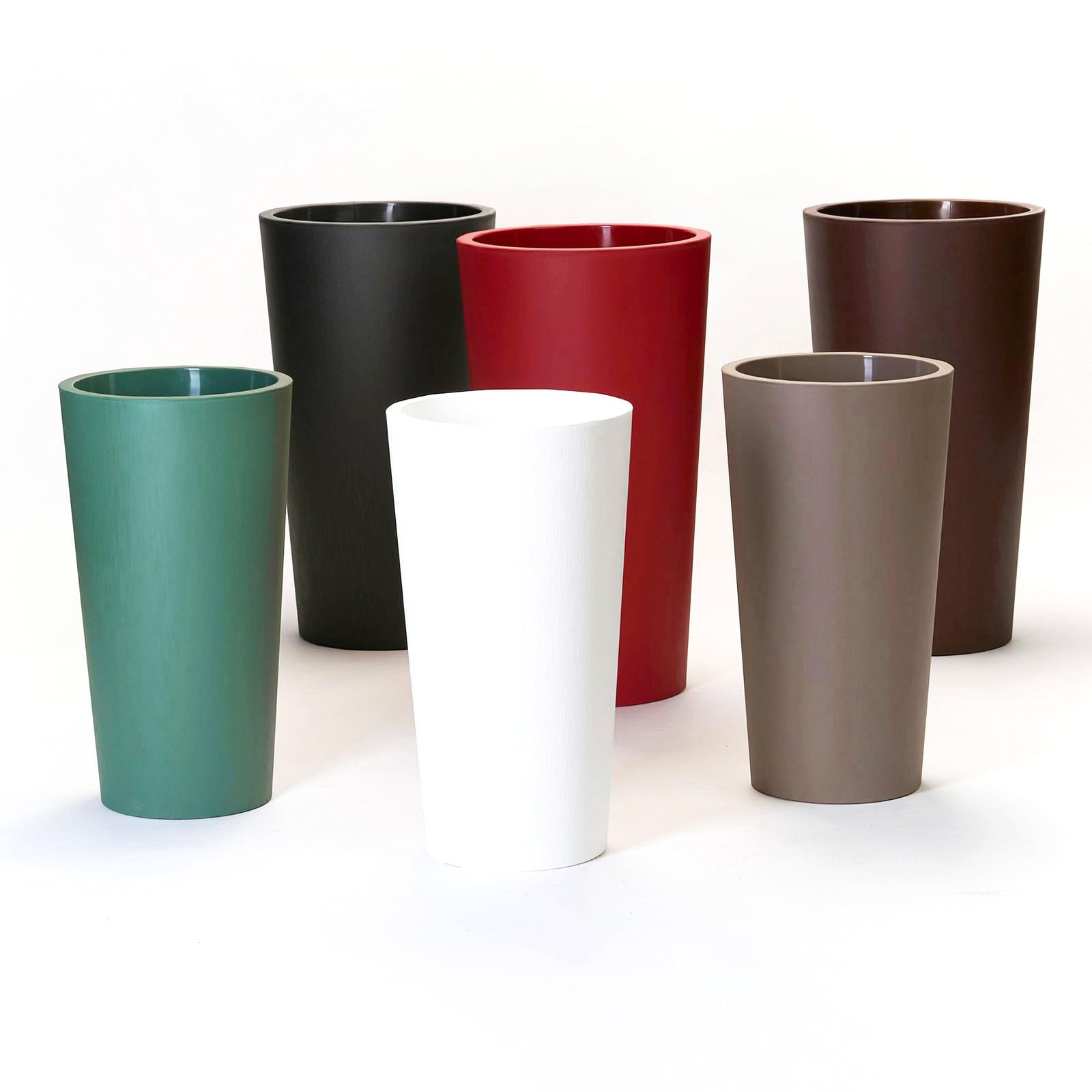 Euro3plast Tuit Raw Blumentopf mit Einsatztopf in 2 Größen: 33 cm Ø x 61 cm hoch oder 40 cm Ø x 73 cm hoch aus Kunststoff 6 Farben zur Wahl Drinnen- und Draußen (Anthrazit, 61 cm)