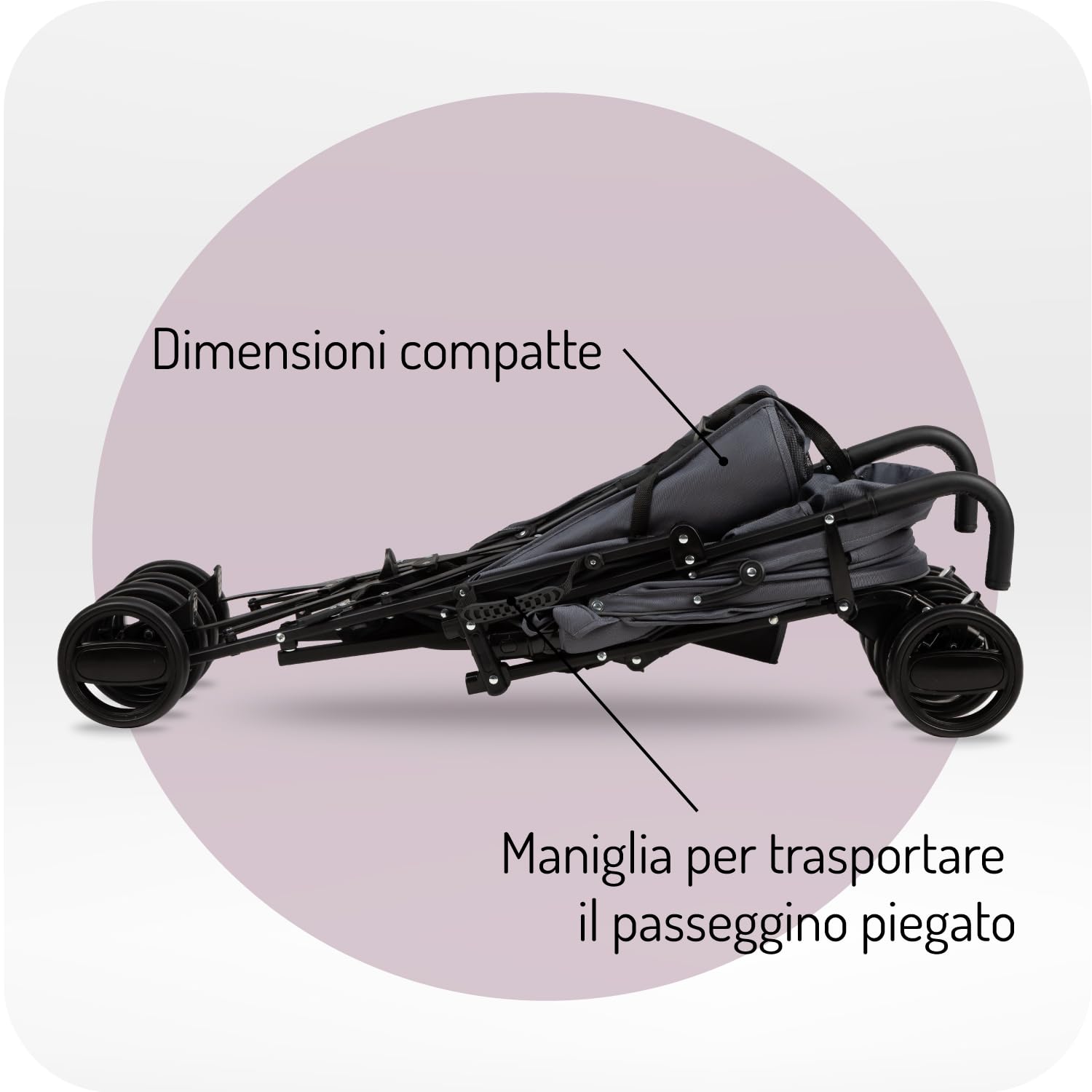 MoMi AKIRA Passeggino per bambini da 6 mesi (fino a 15 kg), cintura di sicurezza regolabile a 5 punti, borsa, cestino porta spesa, parapioggia e zanzariera.