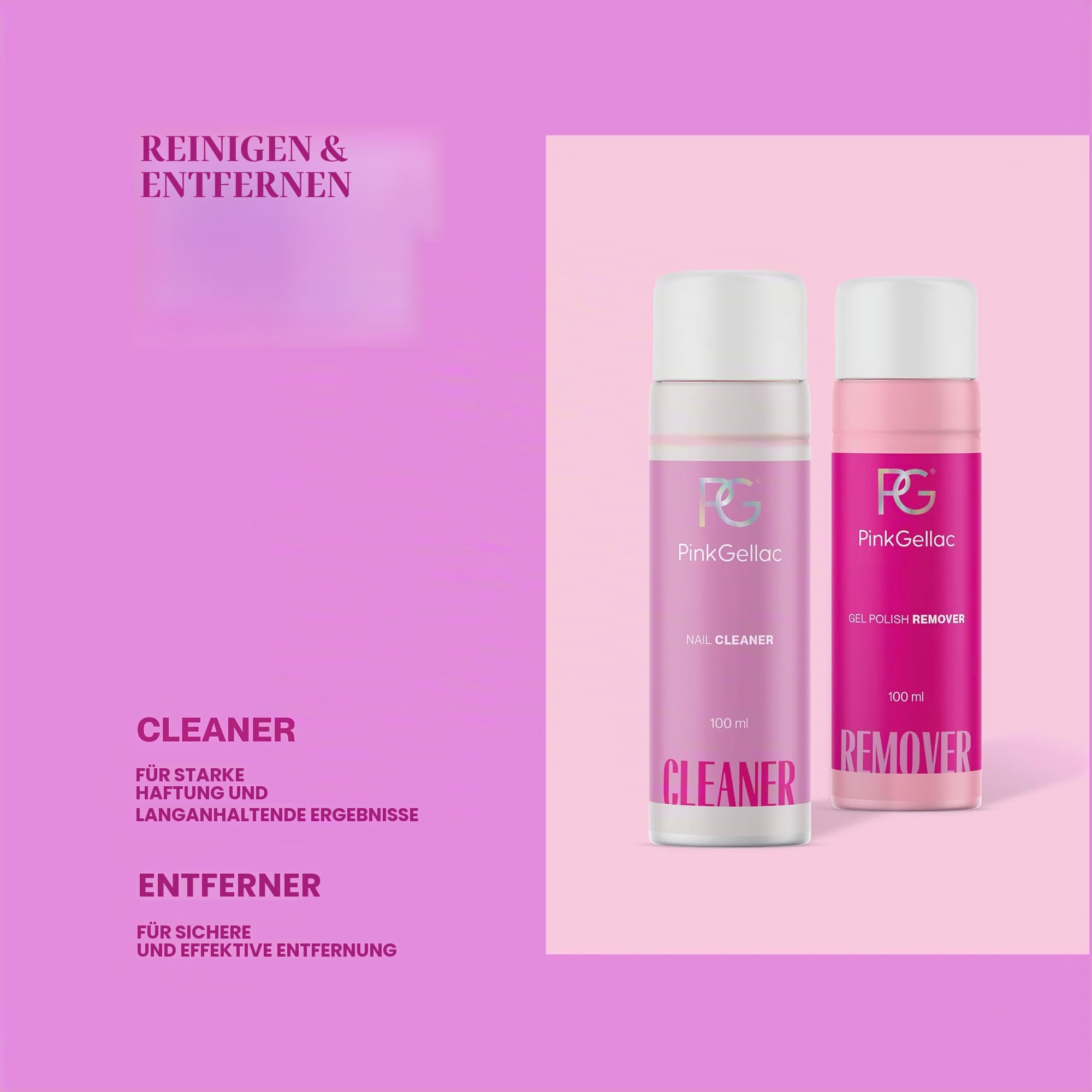 Pink Gellac Gel Nägel Set - UV Nagellack Set mit Premium UV Lampe Schwarz, 4x Roten Farbtönen 15 ml, Top Coat Gel, Base Coat, Nagelfeile, Entferner & Cleaner - Nägel Selber Machen in Salonqualität