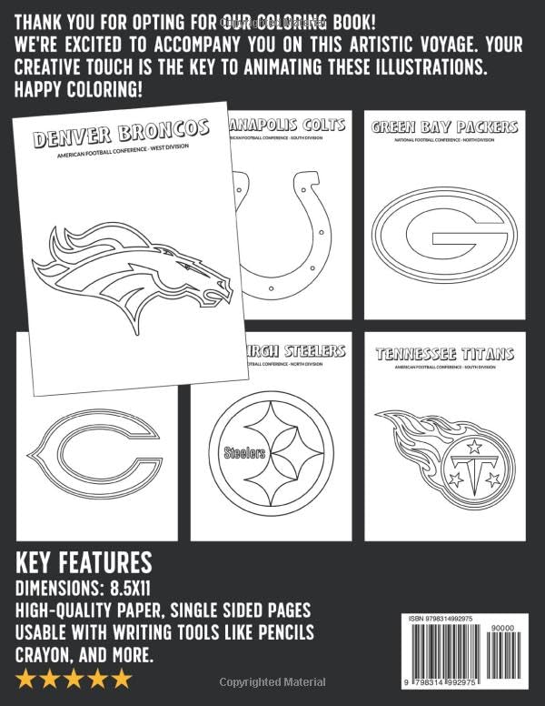 NFL Logos Coloring Book: Unwind with Sports Coloring Pages and Team Logo Designs for All Ages to Enjoy Paperback – March 21, 2025 - Image 3
