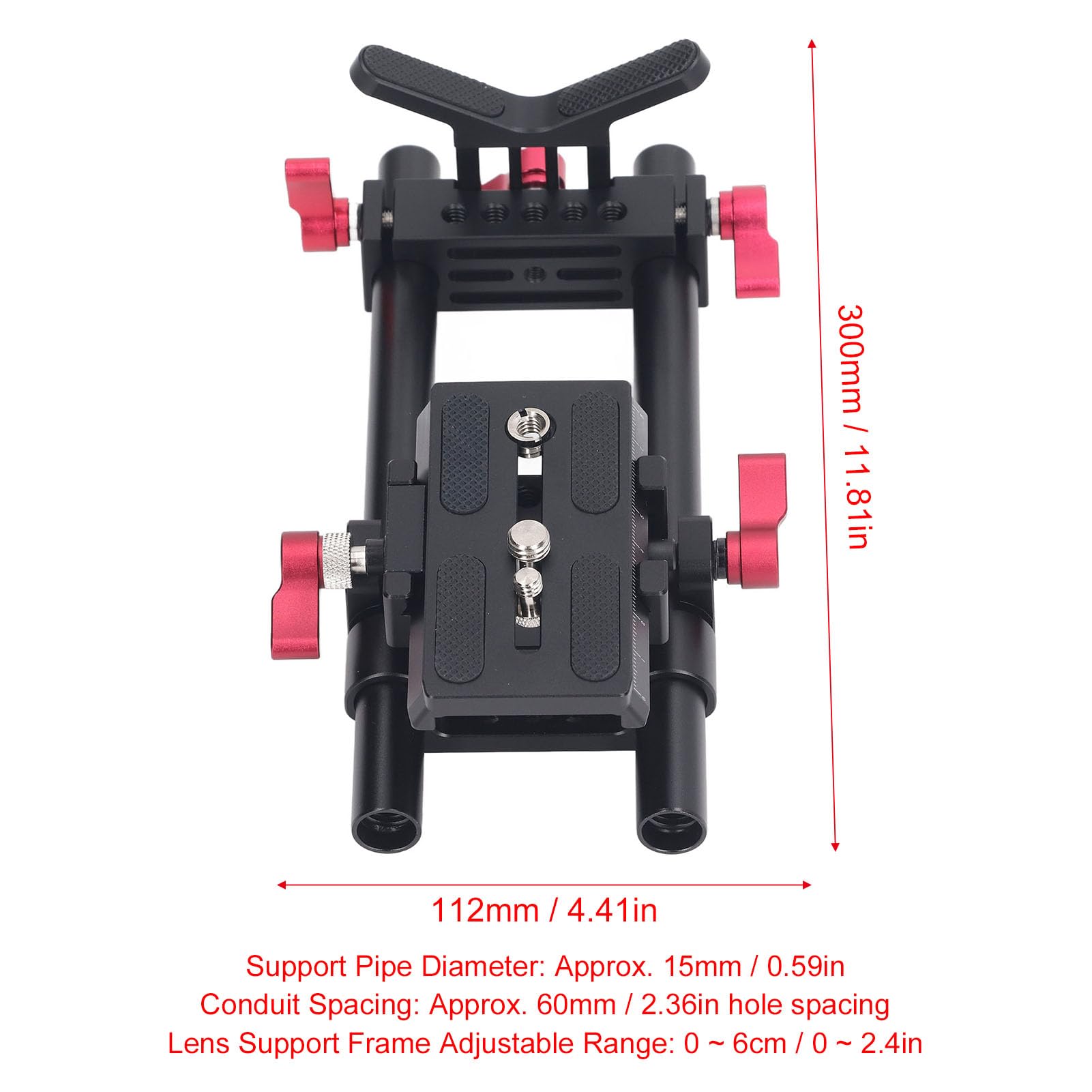 DSLR Camera Rail Riser Rig System, Kit Base a Sgancio Rapido Morsetto di Montaggio Asta a Doppia Guida Universale in Alluminio da 15 Mm con Viti Filettate da 1/4 e 3/8, per