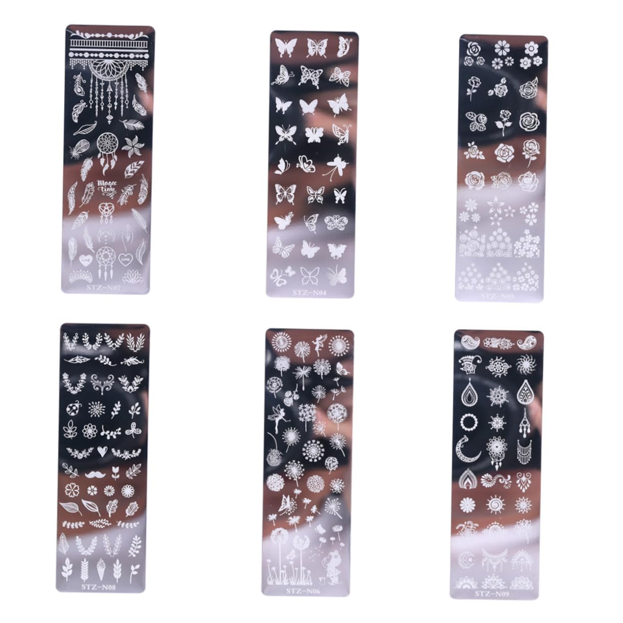 CALLARON 3 Set Piastre Stamping Unghie Acciaio Inossidabile Con Floreali E Farfalle Per Nail Art Creativa E Per Manicure E Speciali 6 Pezzi*3