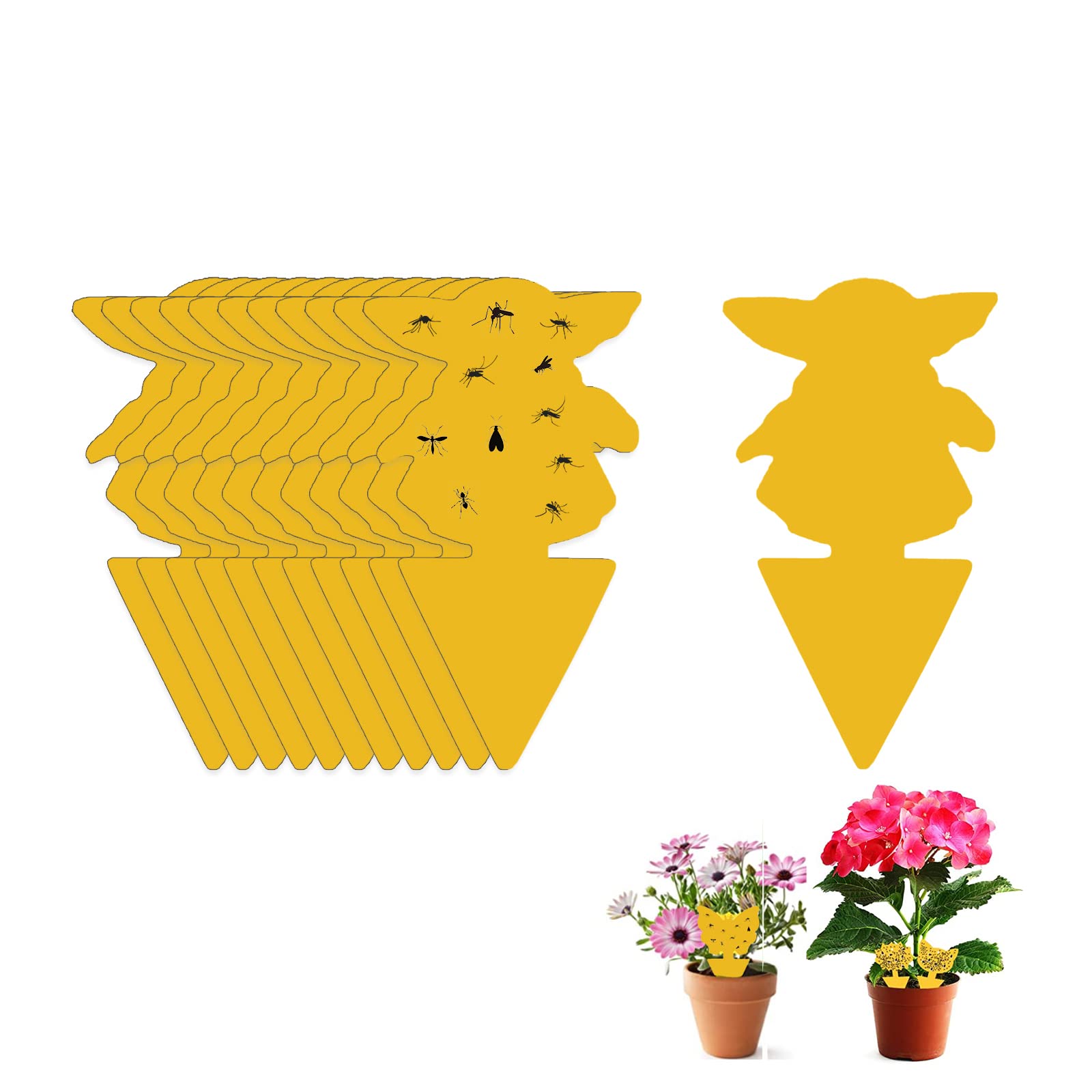 Fruit Fly Sticky Trap, 48PCS Fungus Gnat Traps Insect Trap, yellow sticker protection plant for Kitchen Indoor Outdoor Catch White Flies Mosquitos Fungus Flying Insects Houseplant (Demon)
