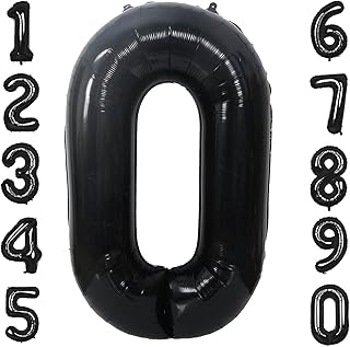 40 Inch Large Black Number 0 Balloon Party Decorations Supplies Helium Mylar Digital Balloons for Birthday Celebration Dec...