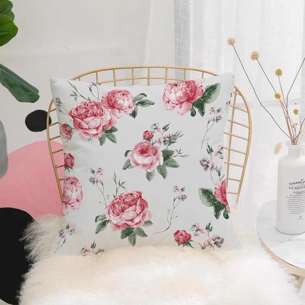 Hyosxw Rose, Blooming English Rose Watercolor Style - A6 Cushion Cover,Throw Pillow Case Home Decorative For Living Room Bedroom Sofa Chair 18X18 Inch,Rose, Blooming English Rose Watercolor Style Garden Shabby Chic Wild Flowers,Pillowcase 45X45cm