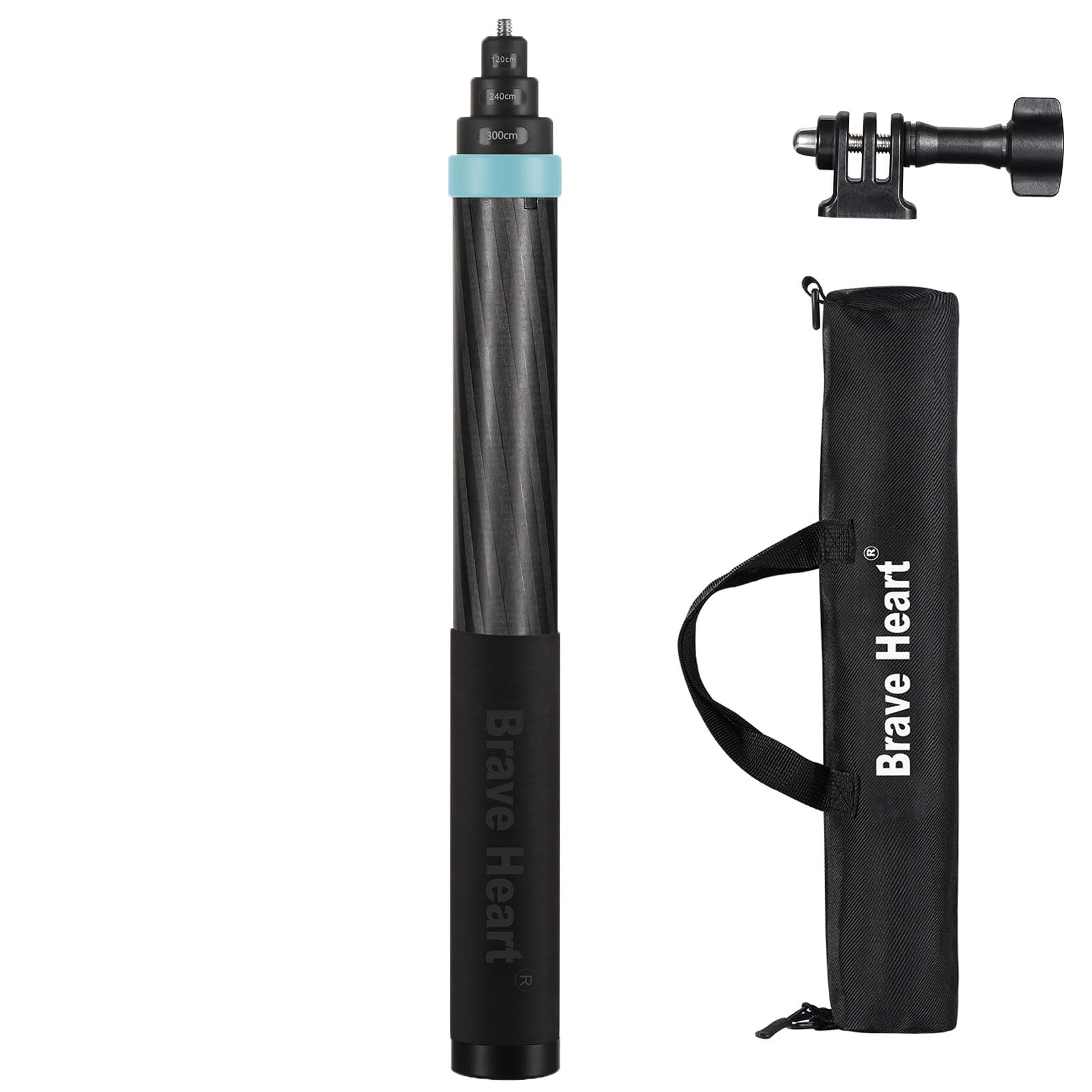 Kezhi 9.8ft Extended Super Long 118"/3.0m Invisible Carbon Fiber Selfie Stick for Insta360 Insta 360 X5 X4 X3 X2 R ONE X GO 3S 3 2 Action 360 Camera