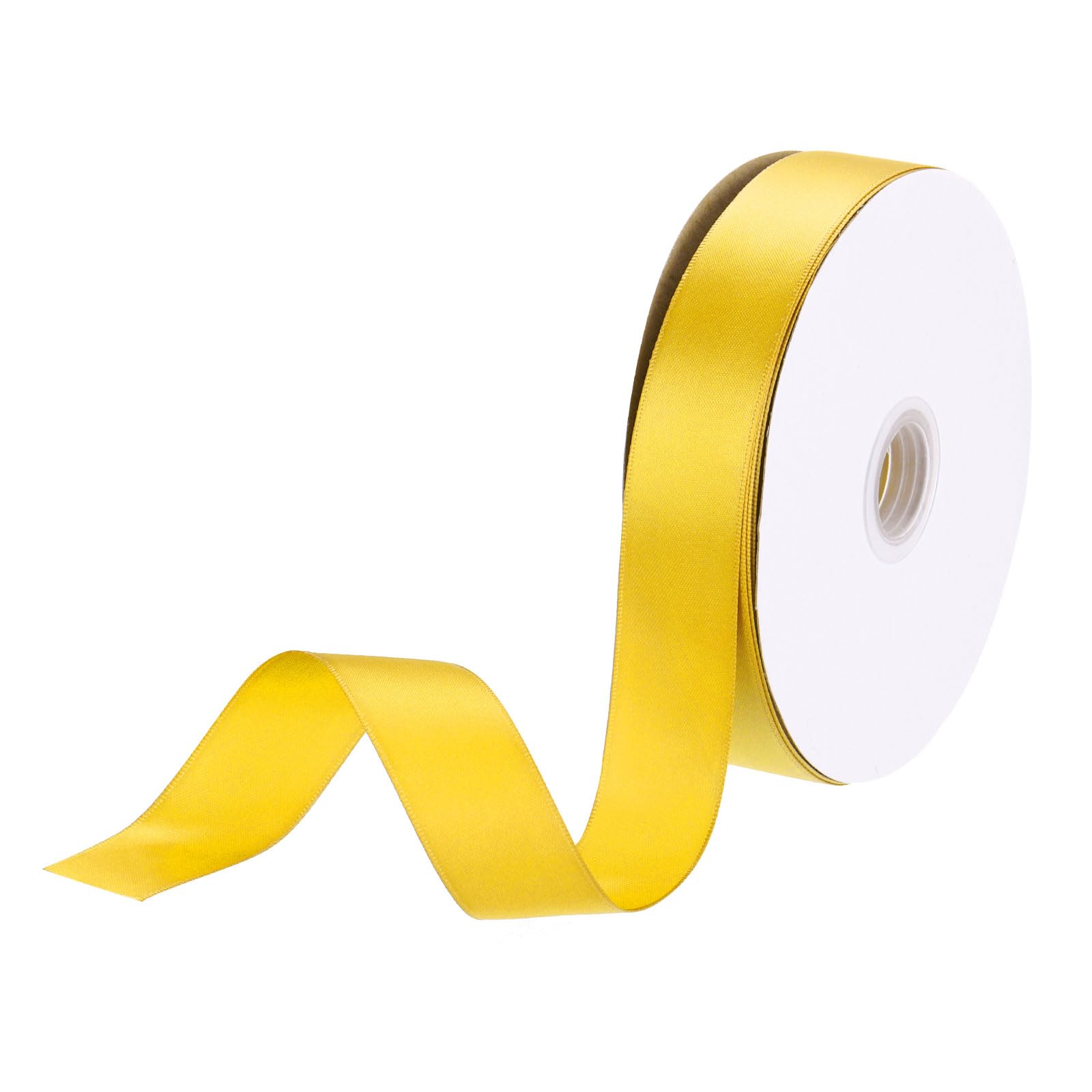 DMiotech 25mm Satin Ribbon 46m/150ft Thin Double Face Fabric Grosgrain Ribbon for Gift Wrapping Floral Hair Flower Bouquet Olive Yellow