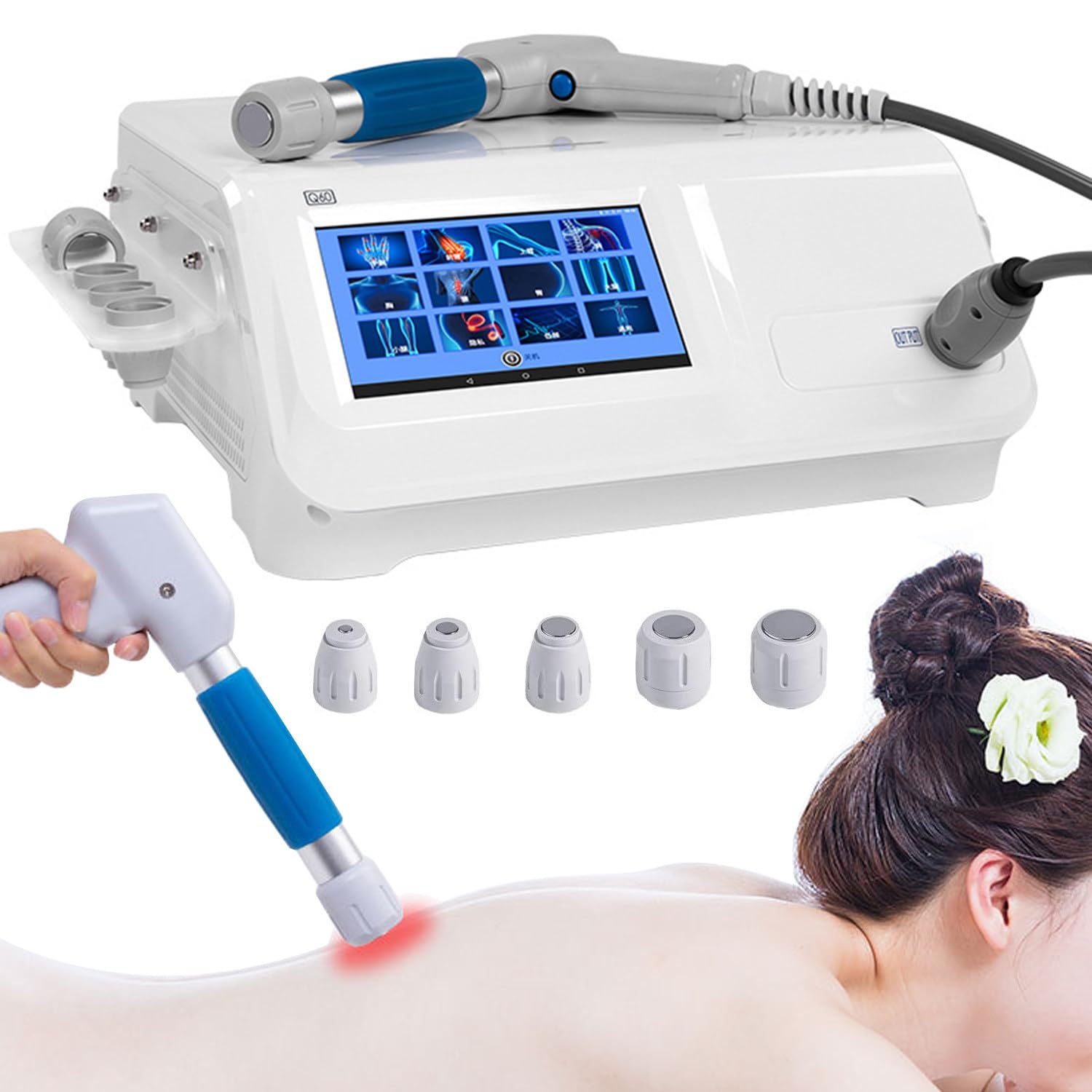 Q60 Shockwave Therapy Machine for Pain Relief and Joint Meridian Massage Equipment Full Body Massager with 5 Massage