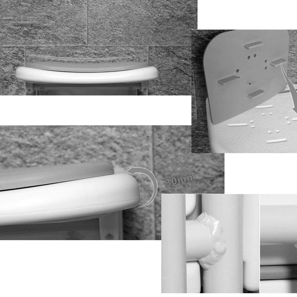 Sgabello da Doccia, Sedile da Doccia, per Bagno, per Anziani, Pieghevole, con Braccioli, da Parete, Altezza 42,5 Cm, capacità di Carico Massima 250 kg