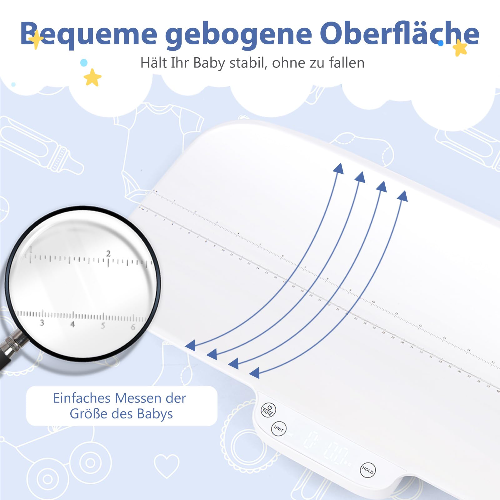 COSTWAY Cyfrowa Waga Dziecięca Wielofunkcyjna, Bluetooth, Udźwig do 30 kg, 4 Tryby Pomiaru, Skala Wysokości, Funkcja Tary i Trzymania