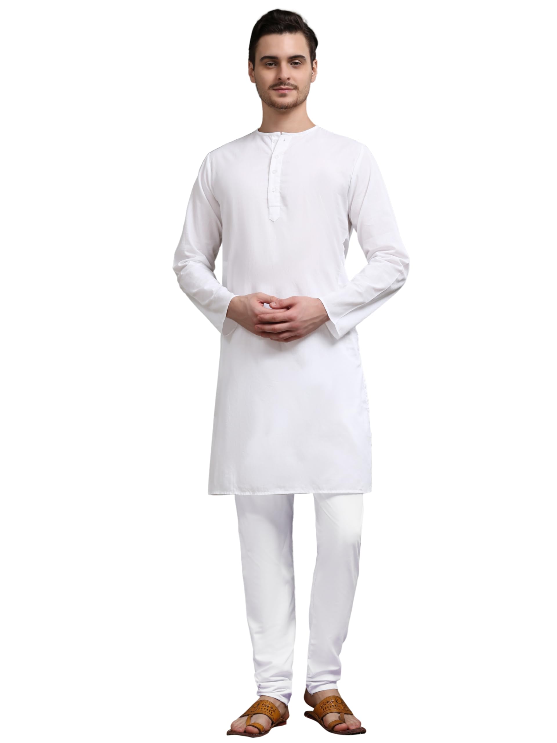 SKAVIJ Traditionelles Kurta Pyjama Set Herren – 100% Baumwolle Ethno Kleidung für Sommer, Yoga & Feiern