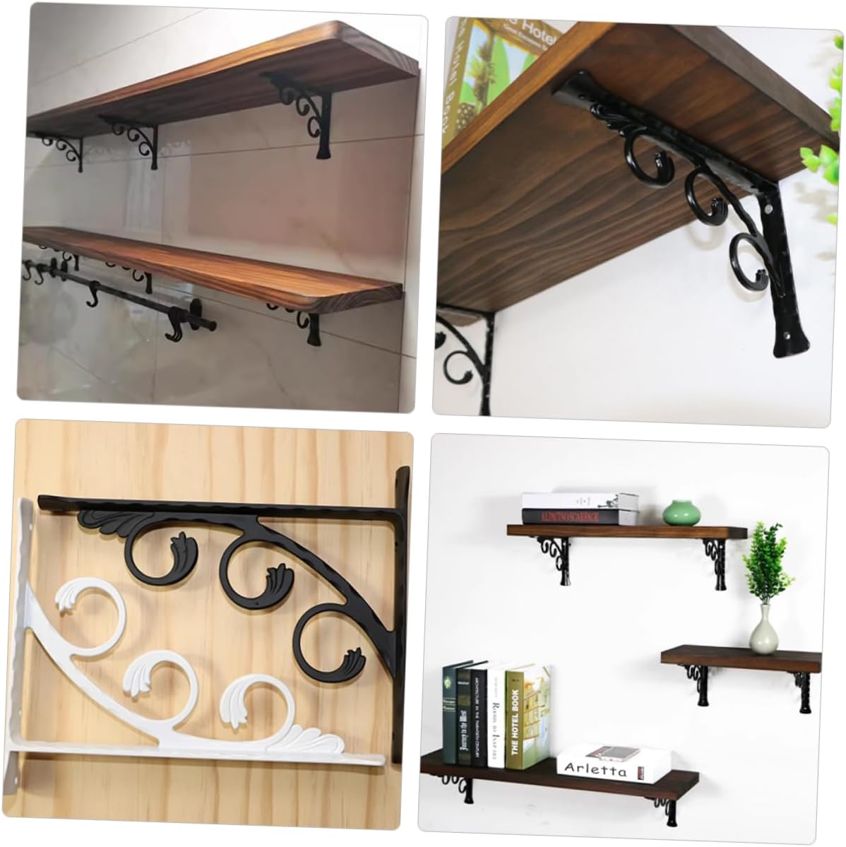 TEHAUX 4pcs Heavy Duty Floating Shelf Bracket Shelf Brackets for Wall Storage Shelving Support Holder