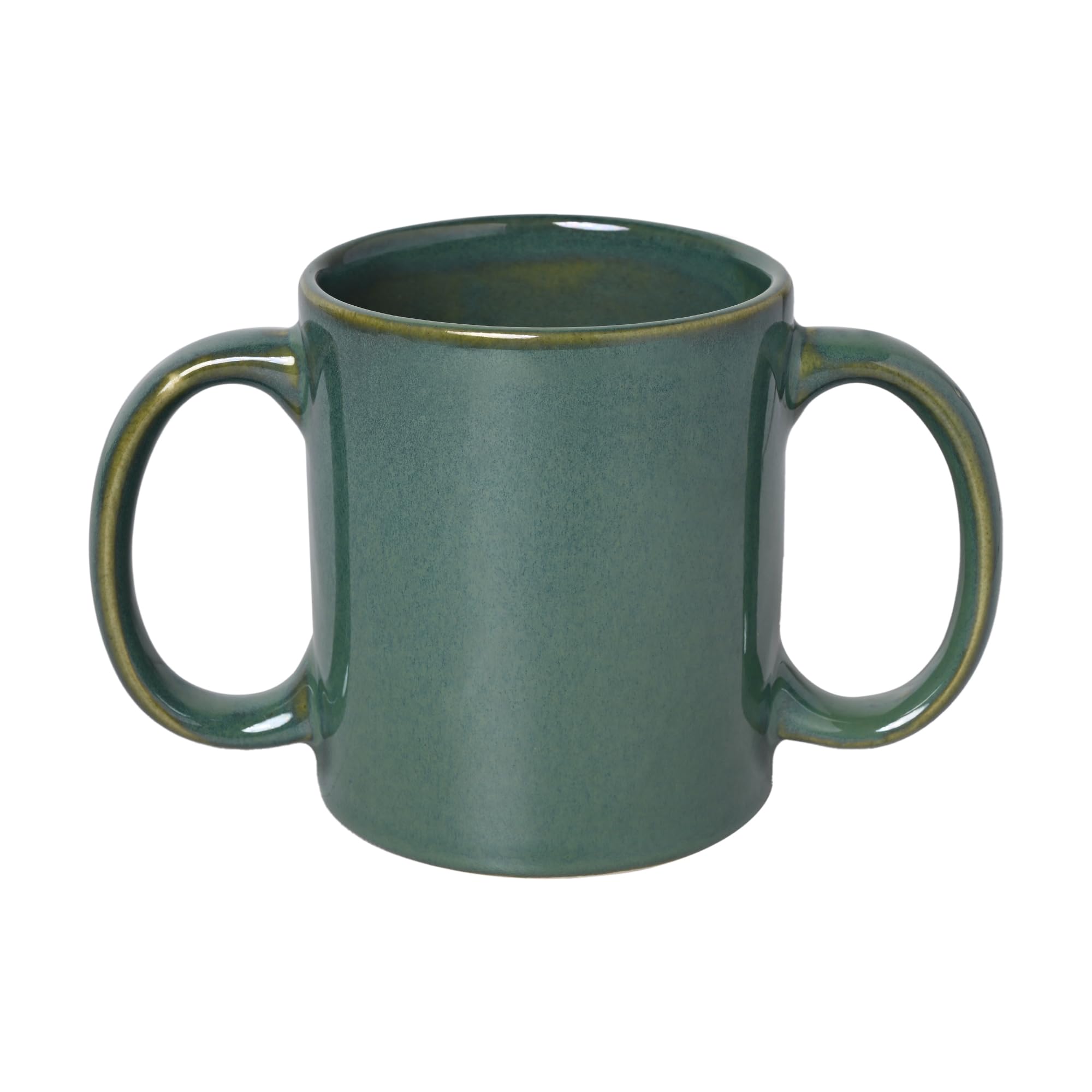 HealthGoodsIn Dual Handle Mug (Double Grip Mug) to Aid Tremors, 11.83 US Fl. Oz. (350 Ml) (Elegant Green)