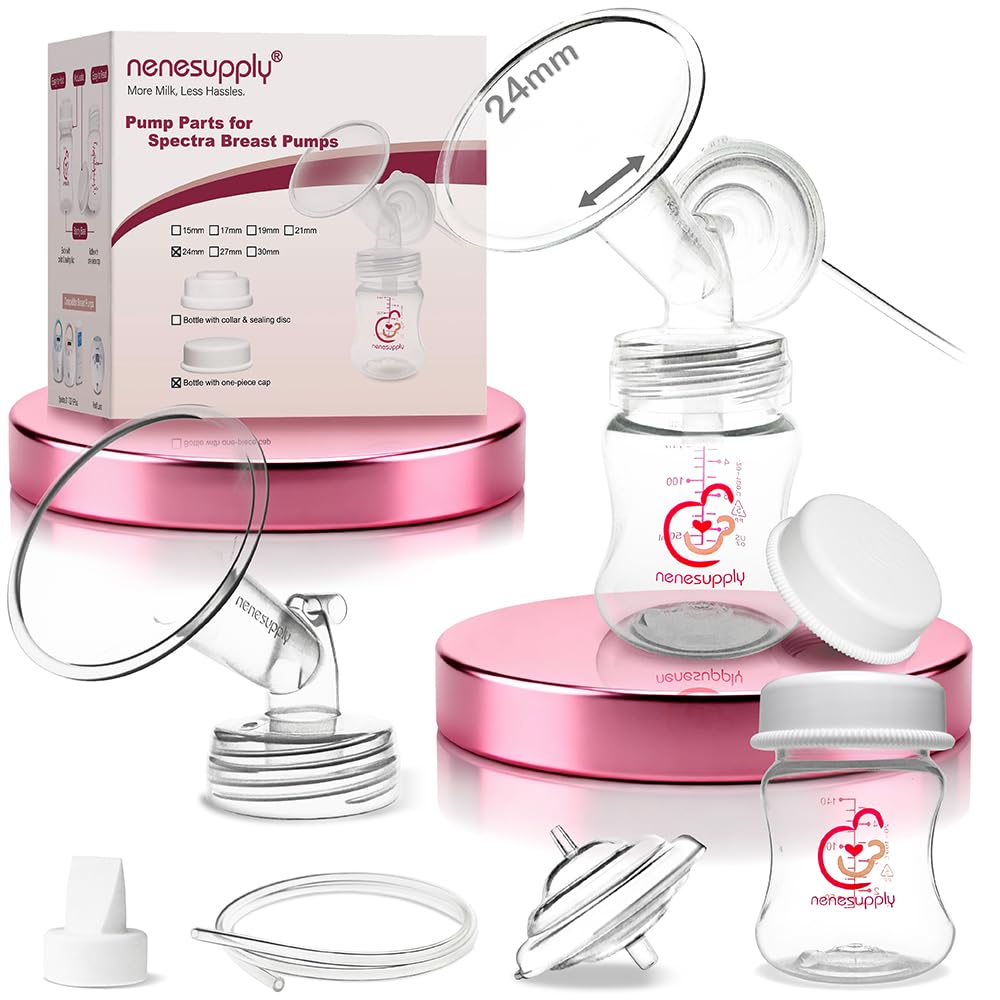 Pump Parts Compatible with Spectra S2 S1 9 Plus Breast Pump to Replace Spectra Pump Parts S2 Accessories Flange 24mm Duckbill Valve Tubing Pumping Bottles Backflow Protector