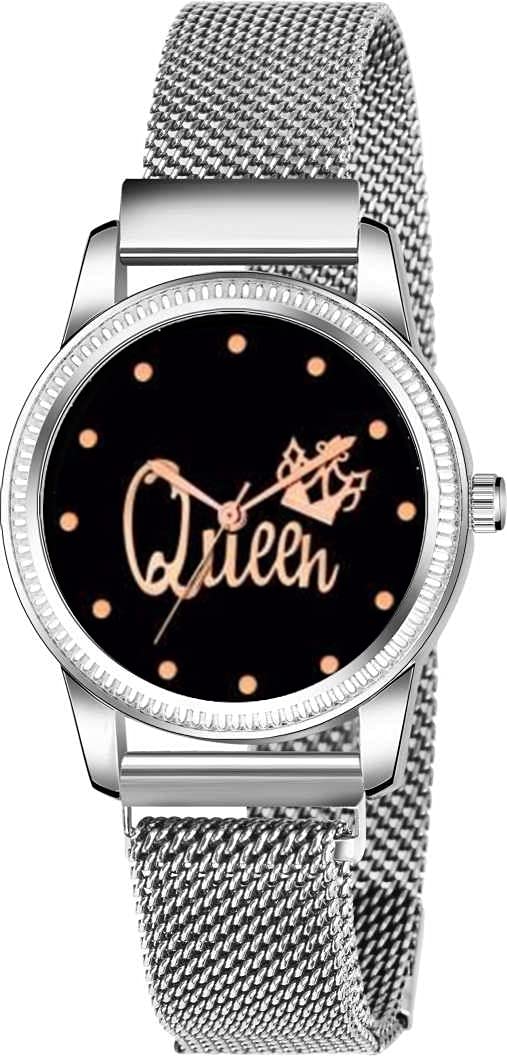 KIARVI GALLERY Clausal Queen Dial with Magnetic Metal Strap Analog Watch for Girls and Women (Silver Queen) (B09H7FLL9K) Amazon Price History, Amazon Price Tracker