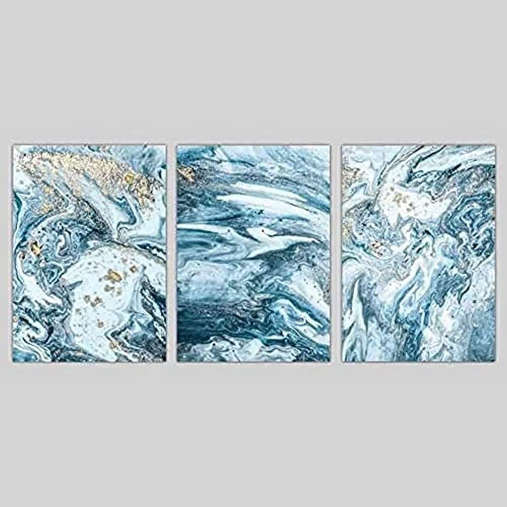 Artze Wall Art Abstract Wall Art Prints, 30 cm Width x 40 cm Height, Blue/Gold Ocean