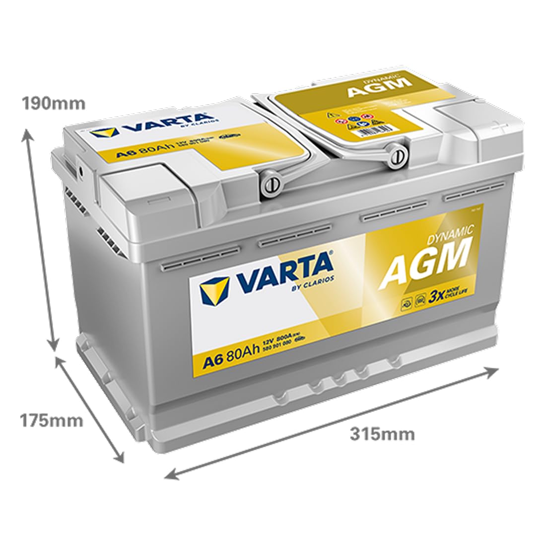 Amazon | ドイツ製 VARTA バッテリー 580-901-080 A6 (旧品番F21) AGM