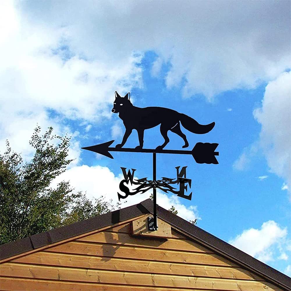 Tiere Outdoor Metallfahne Edelstahl Windfahne Fuchs Windspiel Windfahne Richtung Windgeschwindigkeit Richtungsanzeige für Gartendekorationen