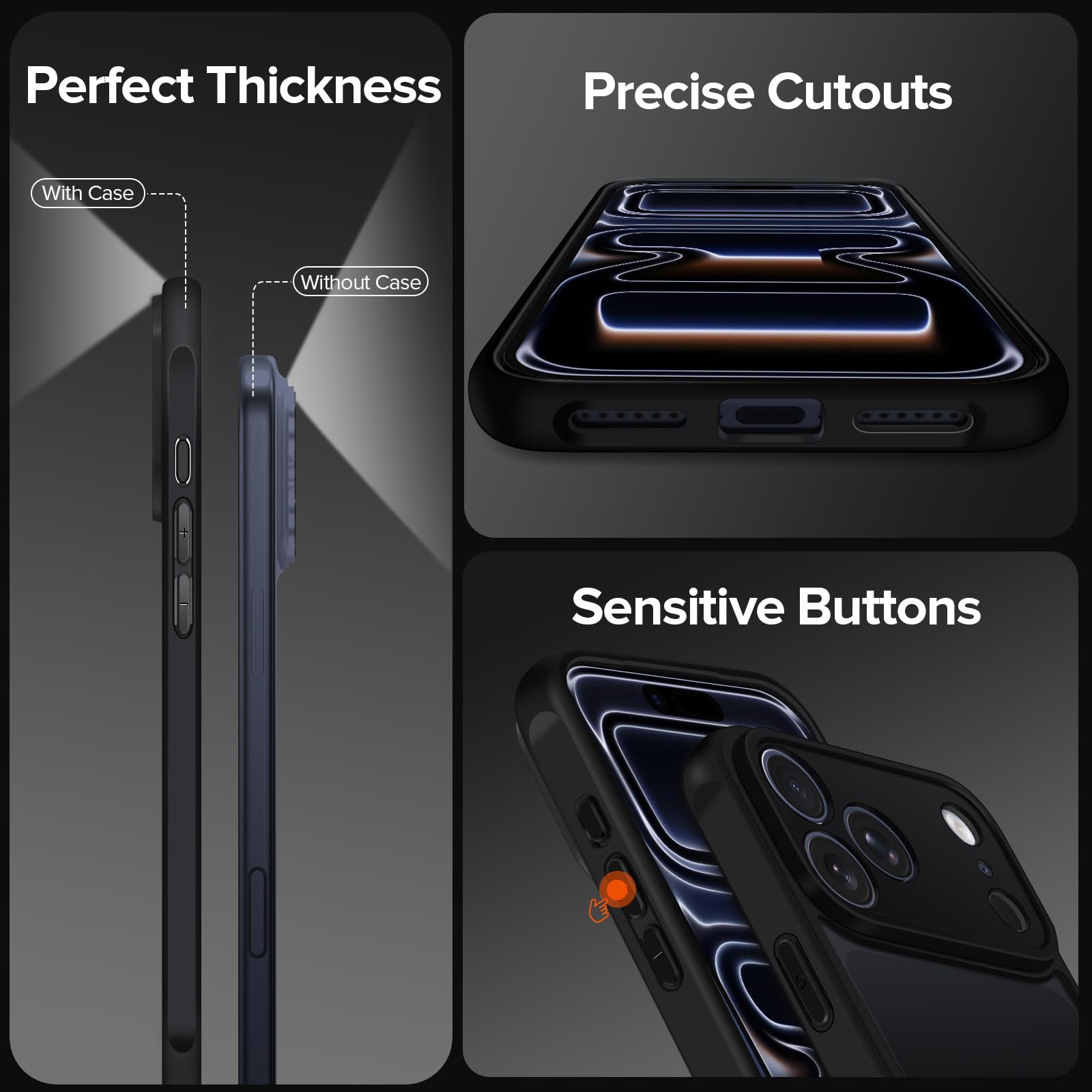 iVoler Cover Opaca per iPhone 17 Pro con 2 Pezzi Pellicola Vetro Temperato, [Antiurto di Grado Militare] [Protezione Fotocamera] Custodia Traslucida Sottile Anti-Impronte Case - Nero