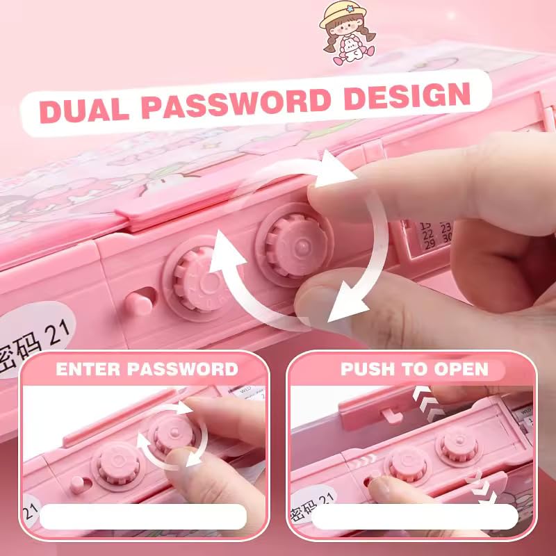 Image of Yummy Magic House Multifunctional Double Layer Lock Compass Box for Kids, Pencil Box for Boys & Girls, Magnetic & Passworld Lock Box for Boys