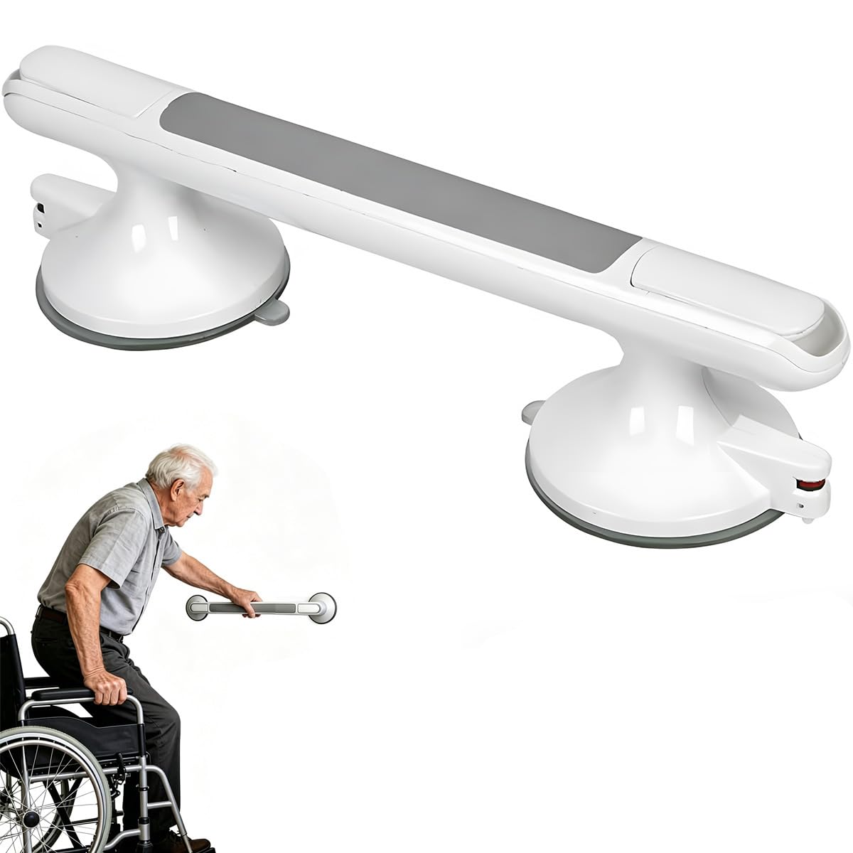 Haltegriff mit Saugnapf ohne Bohren Senioren Haltegriffe 110kg Belastbar | Badewannengriff & Sauggriff Bad rutschfest, Duschgriff 360° drehbar für Fliesen, Glas & WC, Badezimmer Sicherheit & Komfort