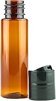 Vista 2 de Botellas de plástico ámbar (paquete de 12) – Botella de plástico ámbar de 1 onza con tapas de rosca; se utiliza como champú reutilizable, loción