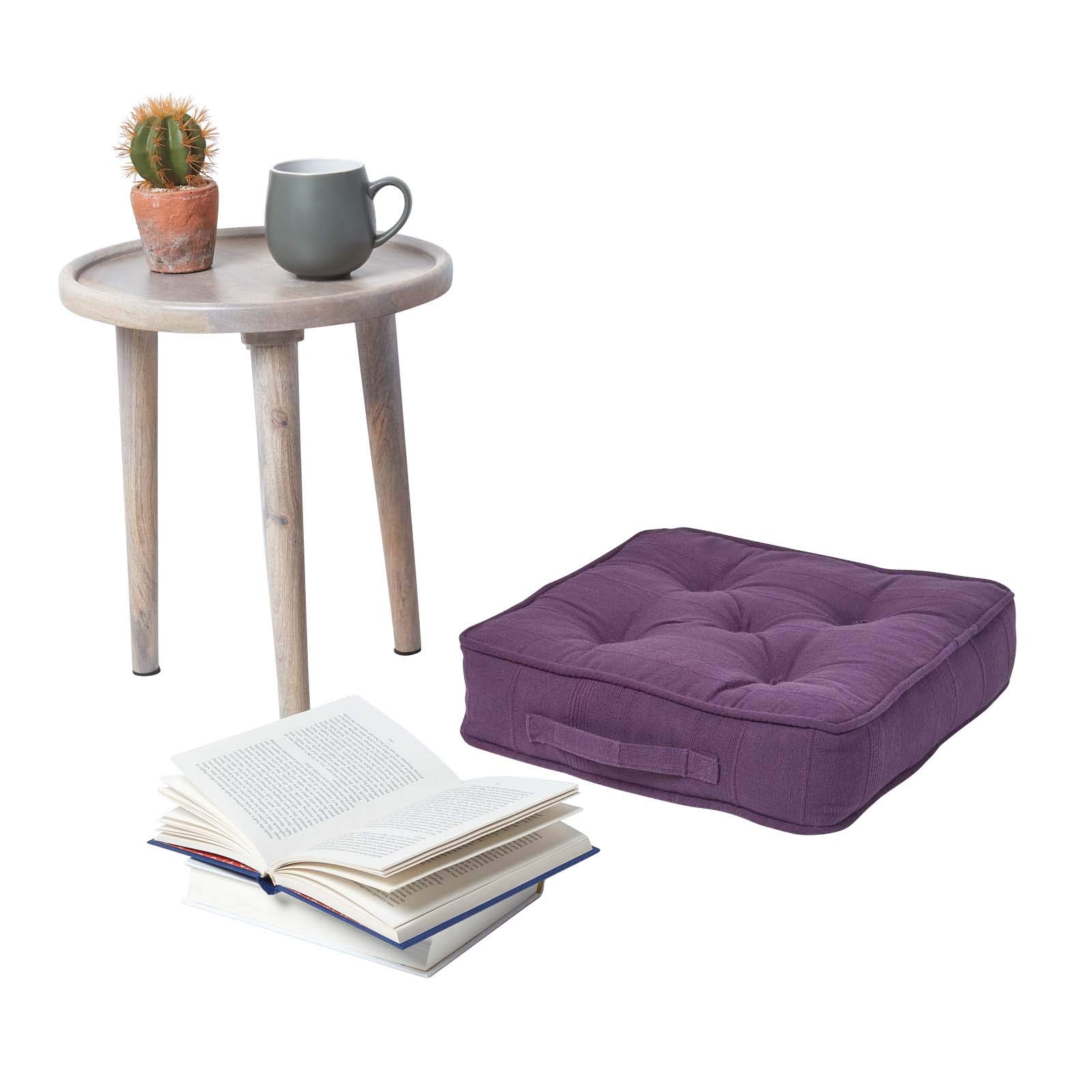 HOMESCAPES Coussin De Sol Galette De Chaise Violet 40x40x8cm - 100% Coton Collection Rajput