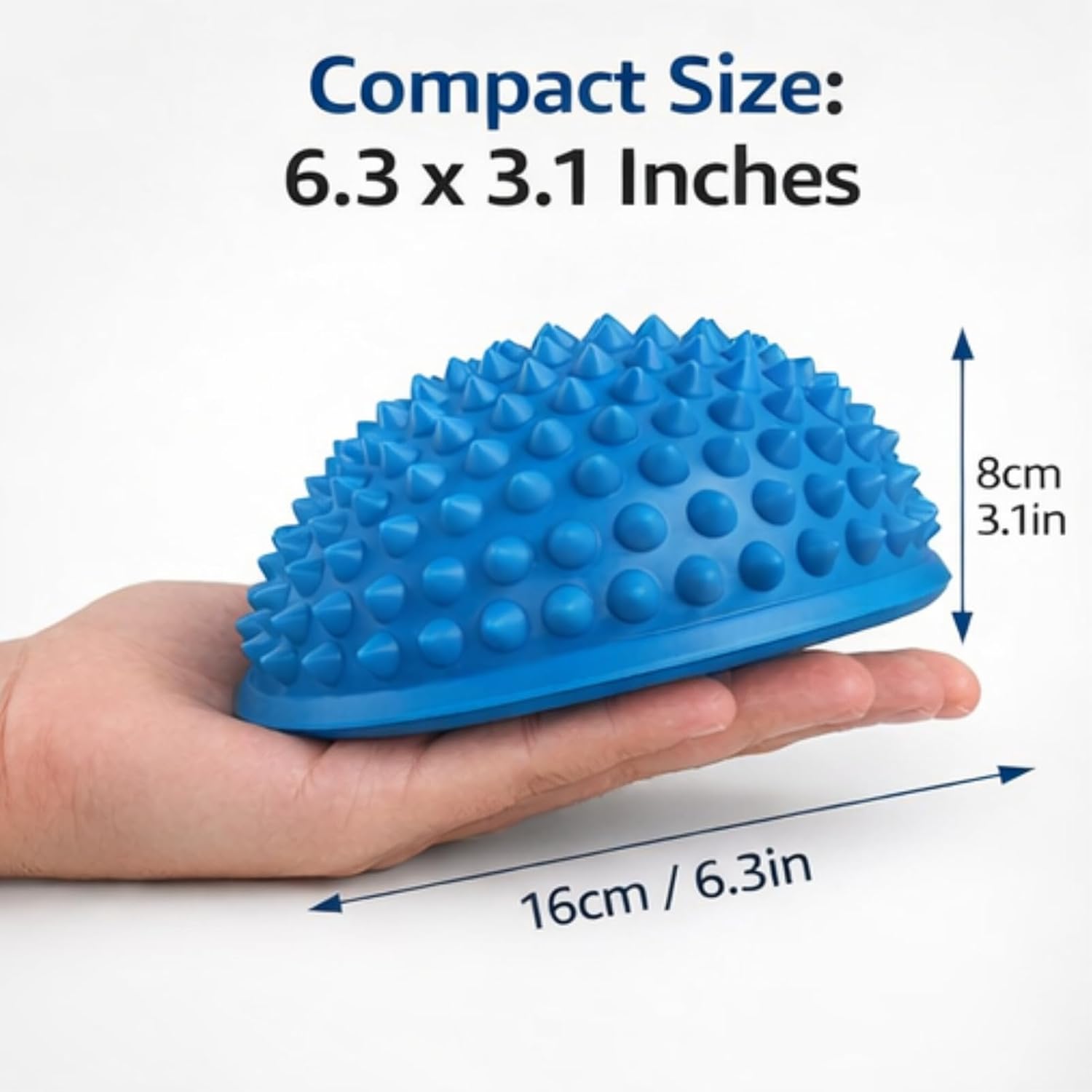 MAVIS LAVEN Half Round PVC Massage Ball, Spiky Balance Dome Yoga Ball, Blue, Fitness Exercise Gym Massager