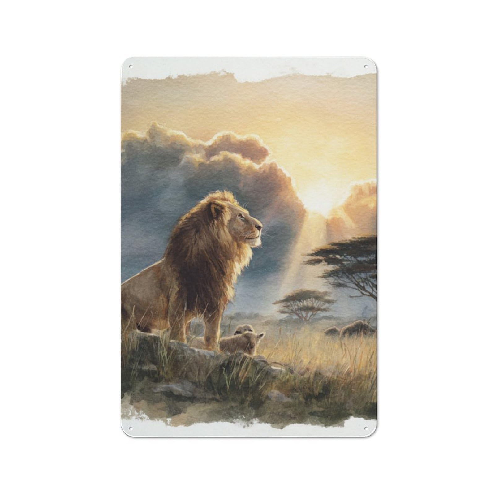 Metal Wall Sign 30x20cm Featuring Wild Lion Majesty for Café Or Home Bar, for Collectors Decorating Cafés And Home Bars