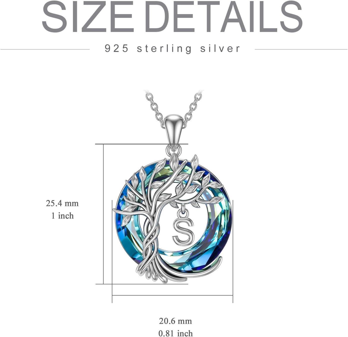TOUPOP Gifts for Women Tree of Life Necklace 925 Sterling Silver Initial Pendant Family Tree Crystal Jewelry Anniversary Birthday Gifts for Mom Wife Daughter - Image 6