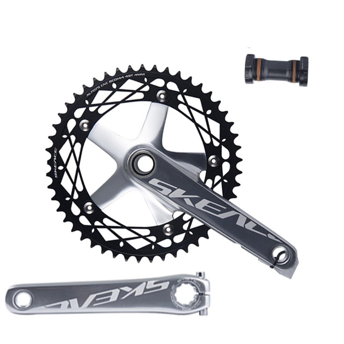 165mm Ciclismo su Pista Guarnitura Guarnitura Lega di Alluminio 49T Integrate Cave Guarnitura con BB