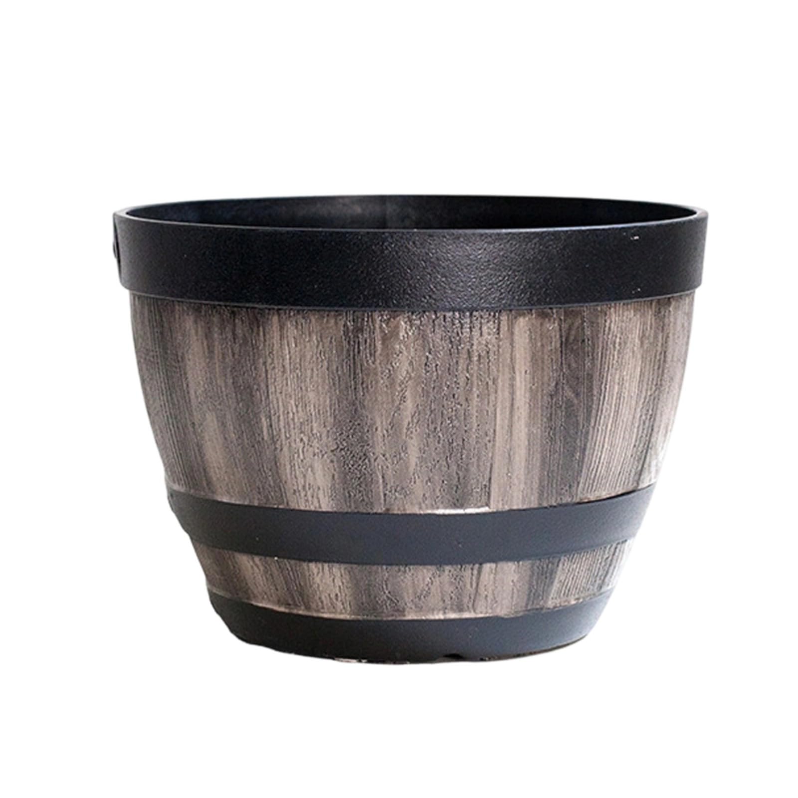 Kaeltsyn Bucket Planter Resin Striped Garden Flower Container Plant Container Thick Resin Garden for Indoor Balcony Gardening Supplies