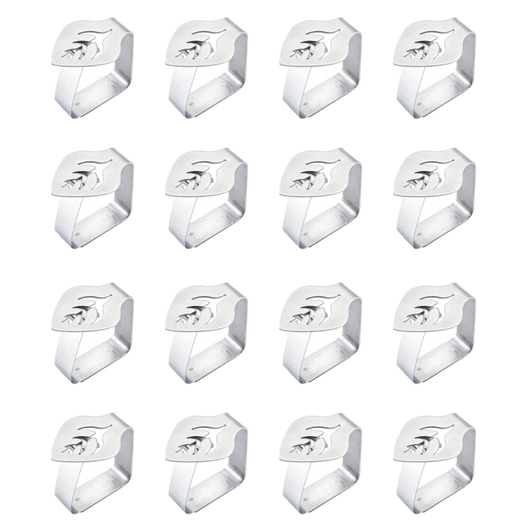 Hndhbfgrt 16 Pcs Silver Stainless Steel Tablecloth Clip Leaf-Shaped Table Fixing Clip Thickened Non-Slip Tablecloth Rack