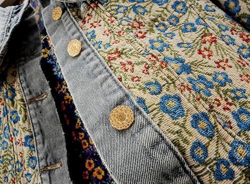 Women's Long Sleeve Denim Jacket with Sweet Peter Pan Collar Elegant Jacquard Design Casual Button Down Jean Coat4