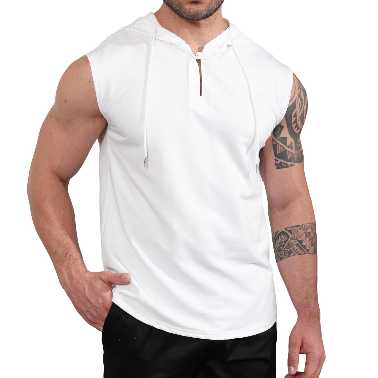 Debardeur Homme Coton Musculation Tank Top Sport Tee Shirt sans Manche Débardeur à Capuche Fitness M-3XL