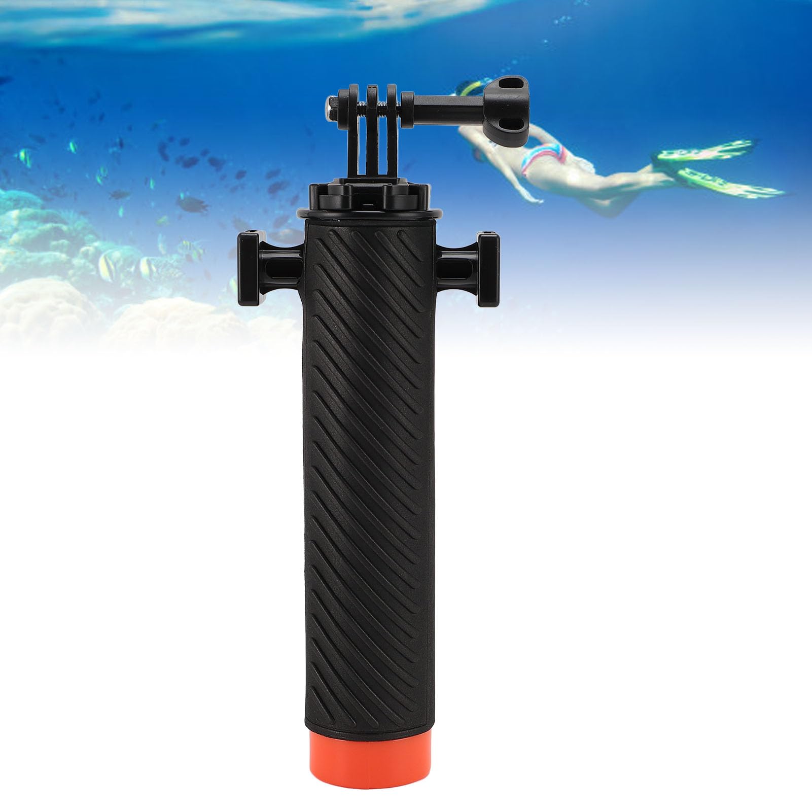 Action Camera Floating Hand Grip, Double Cold Shoe Port Anti Slip Action Camera Floating Handle for Diving