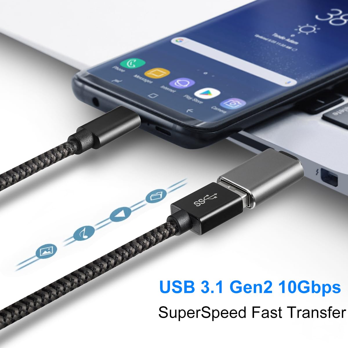 Adattatore USB C a USB OTG USB3.1 Femmina a USB Tipo C Maschio Compatibile con MacBook iPhone iPad Samsung Galaxy Smartphone Grigio