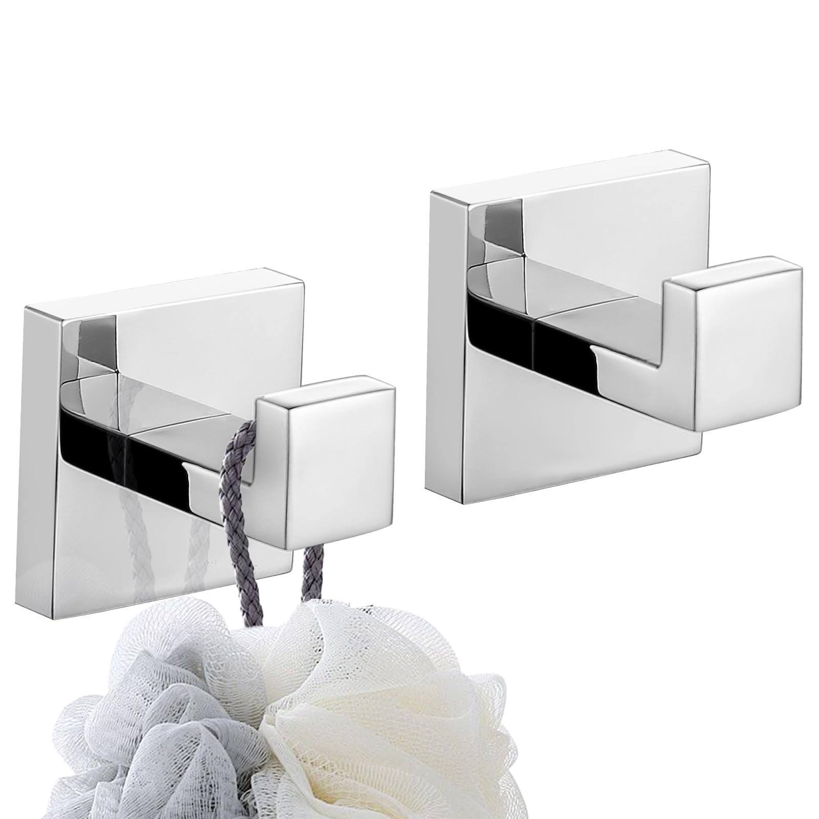 YACVCL Bathroom Towel Hook Brushed Chrome Door Hooks, 2 Pieces Robe Coat and Clothes Hooks Hanger, Stainless Steel Heavy Duty Wall Hooks for Bathroom Kitchen Bedroom