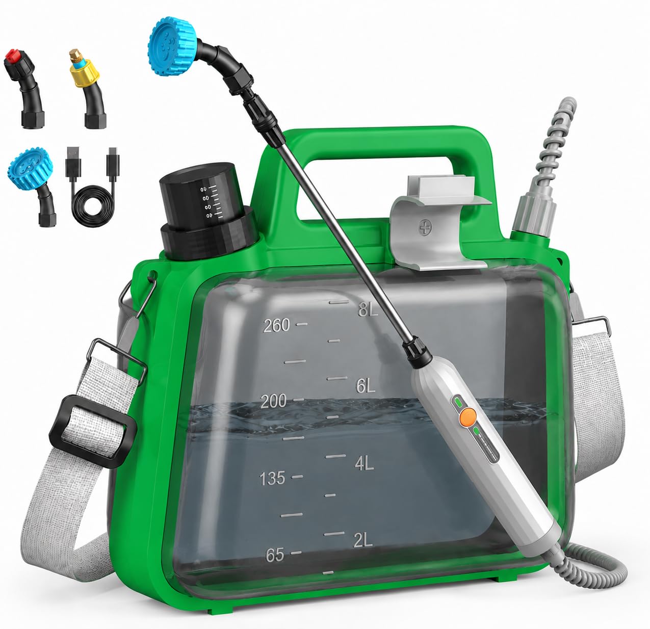 Battery Powered Garden Sprayer 1.8 Gallon, Lightweight Electric Weed Sprayer with Telescopic Wand &amp; Adjustable Nozzles, Portable Yard Sprayer for Plant Watering, Lawn Care, Fertilizing (1.9gal)