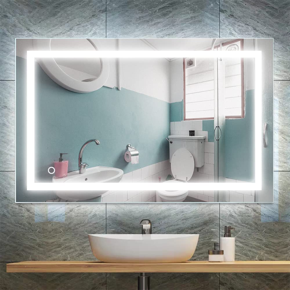 MUPAI Lustro łazienkowe LED, podświetlane, ścienne, białe, B, 50 x 70 cm