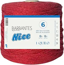 Barbante Parafinado Colorido Para Crochê Fio 6-1kg (VERMELHO)