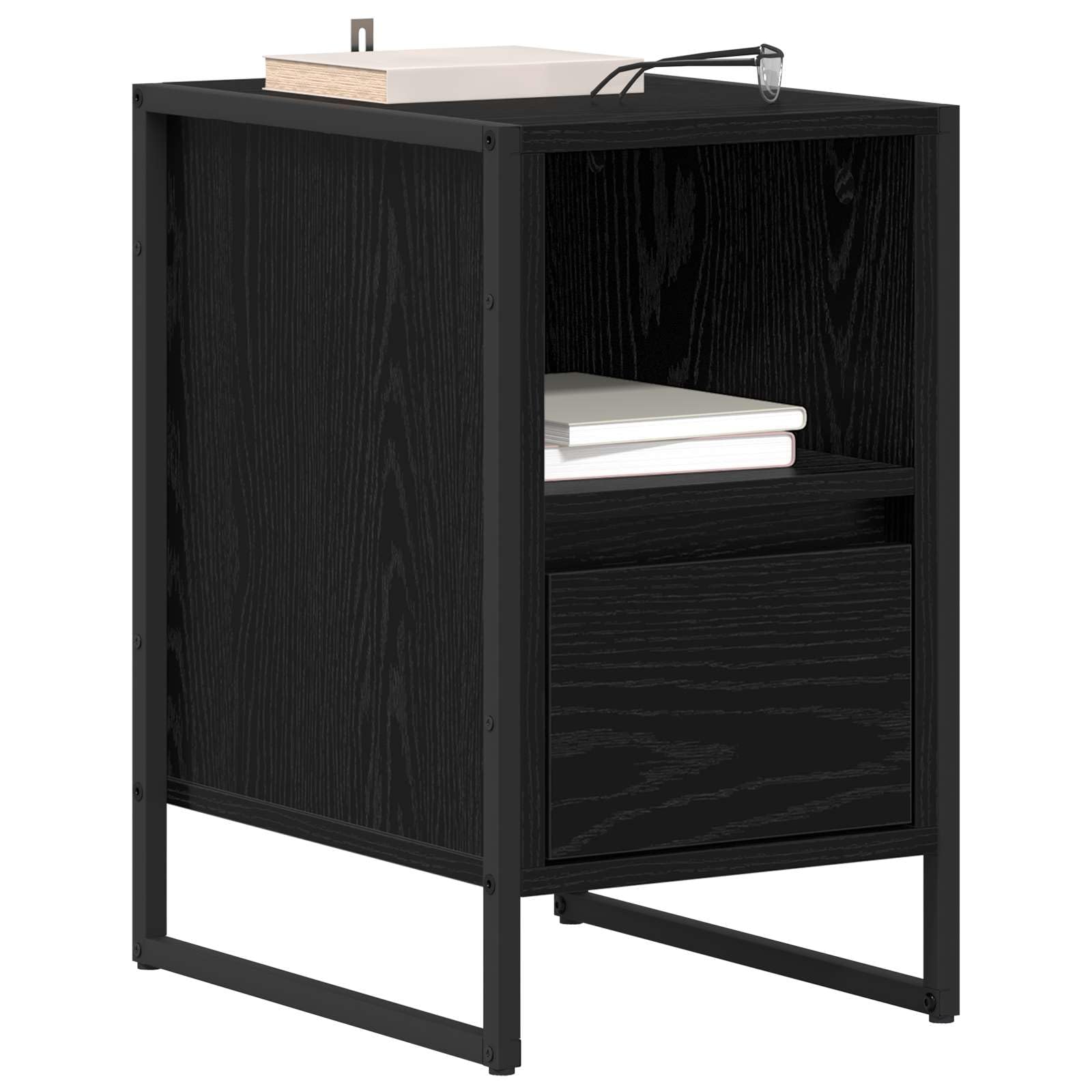Comodino industriale 2 pz Rovere nero con 2 cassetti 39,5 x 30 x 50 cm tavolino mobiletto salvaspazio per camera da letto soggiorno ufficio con ripiano e contenitore